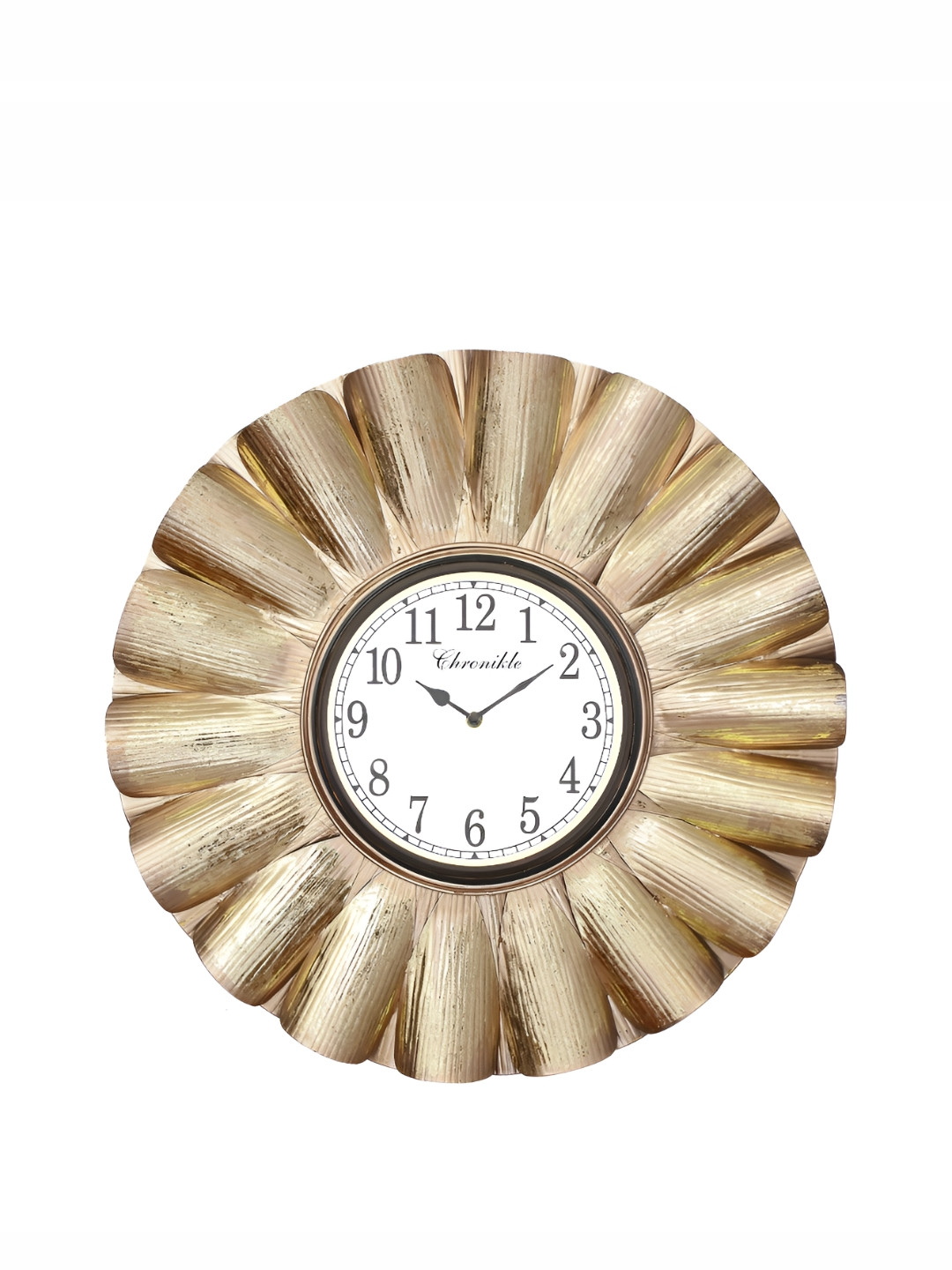 

CHRONIKLE Gold Toned & White Round Contemporary Wall Clock