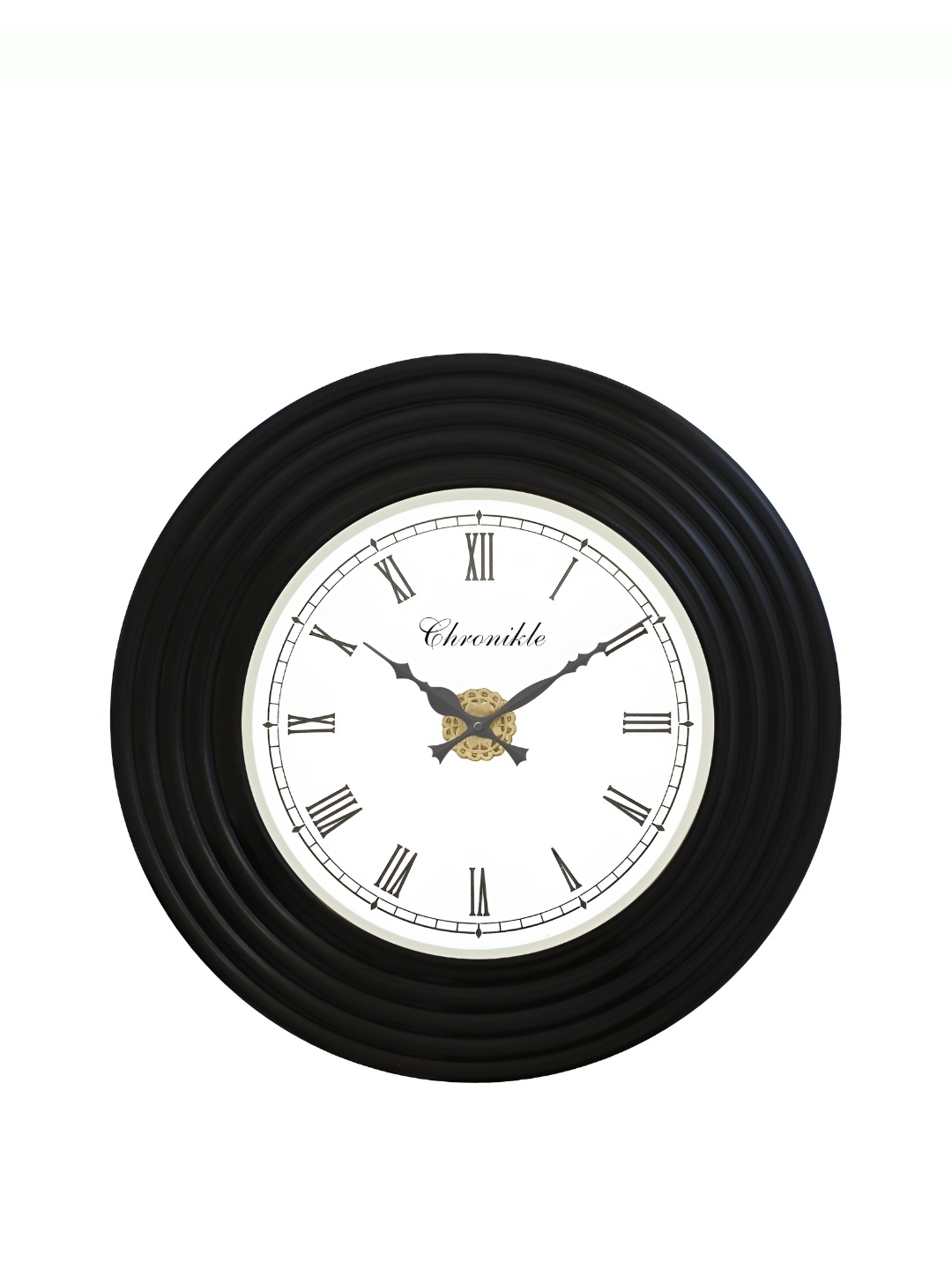 

CHRONIKLE Black & White Textured Wooden Round Contemporary Wall Clock