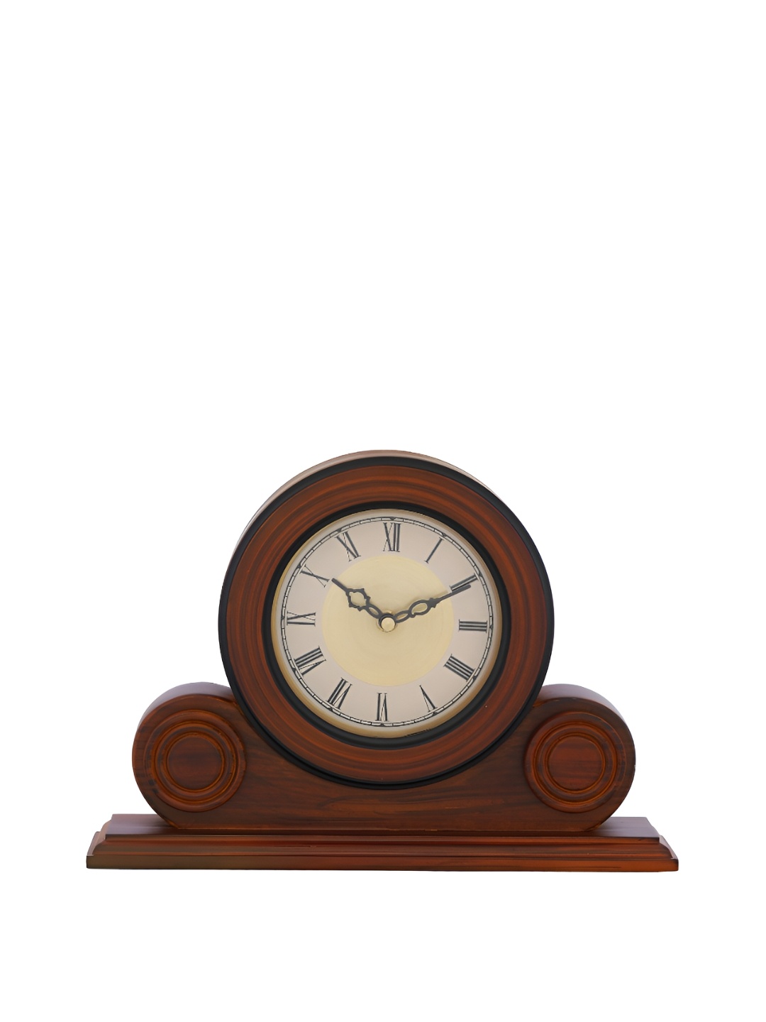 

CHRONIKLE Brown and Black Round Analogue Contemporary Table Clock