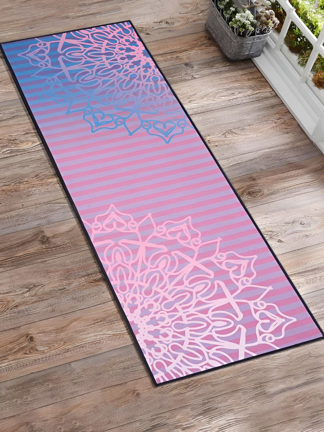 

GRHAMOY Purple & White Printed Rectangle Anti-Skid Yoga Mat