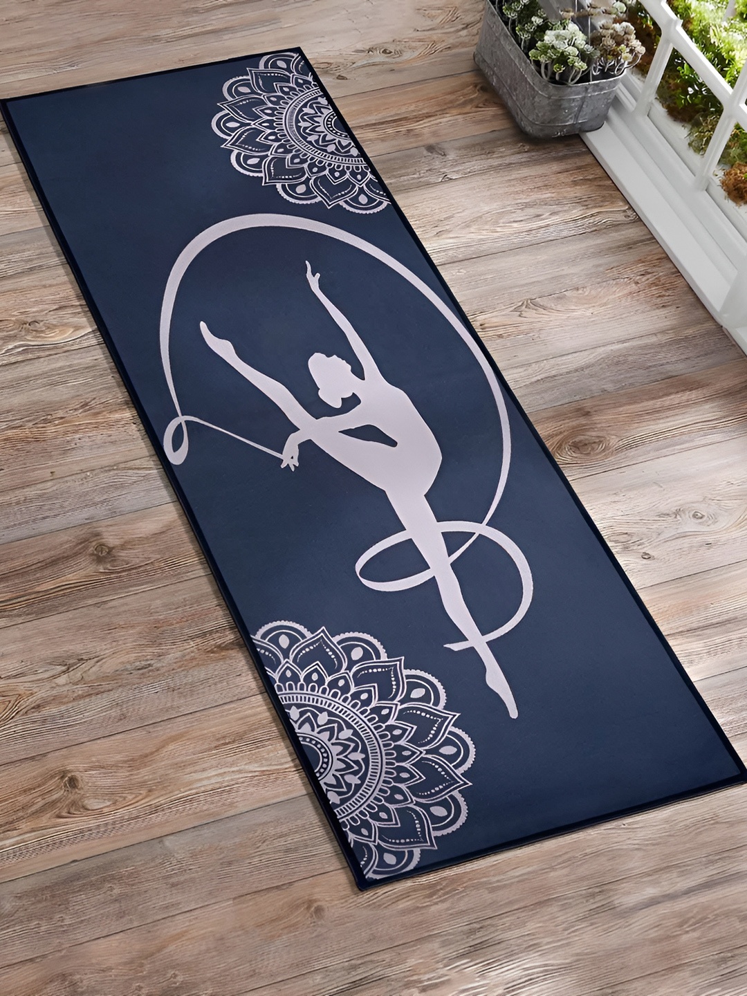 

GRHAMOY Blue & White Printed Anti-Skid Yoga Mats