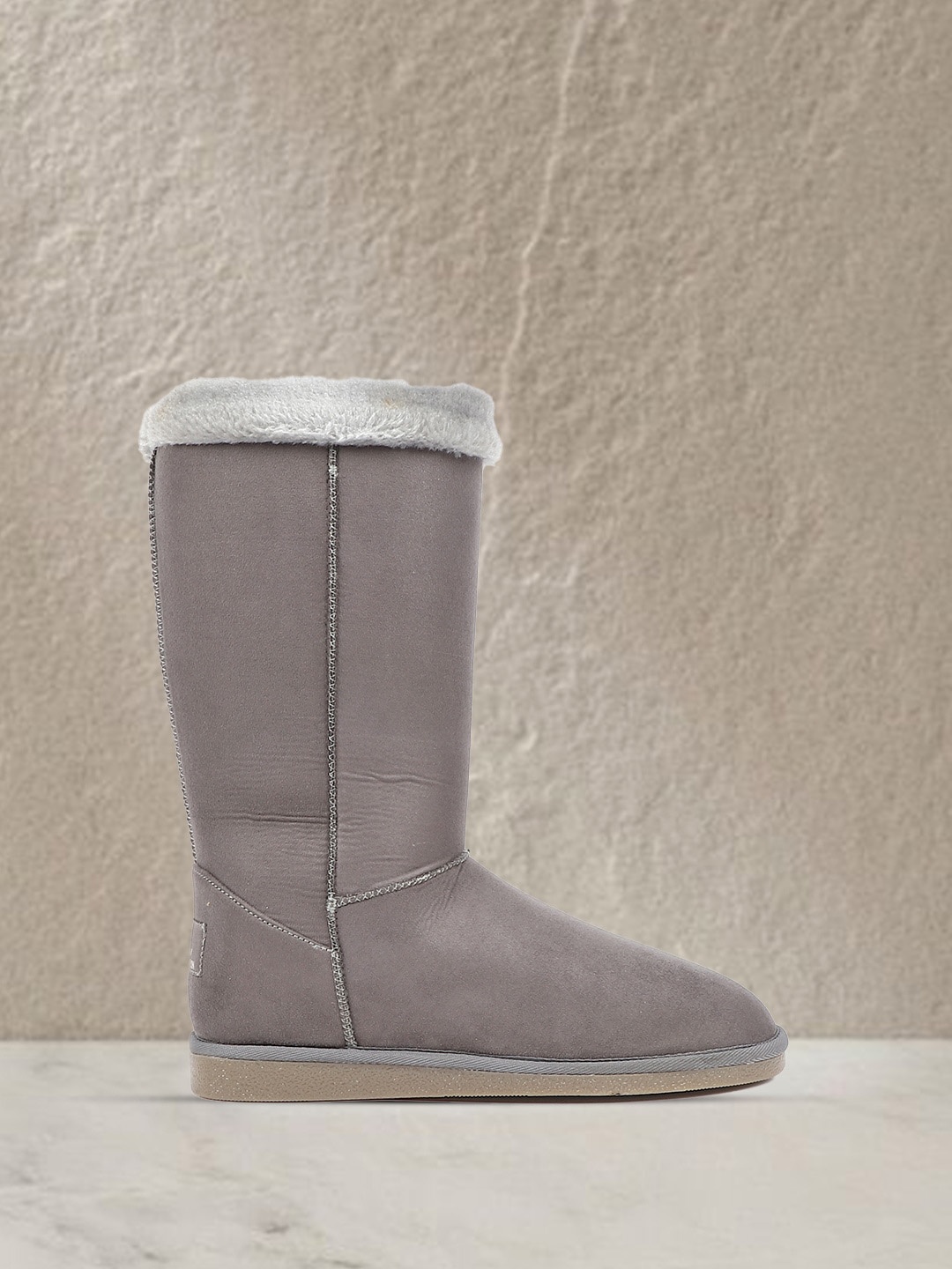 

Carlton London Women Mid Top Faux Fur Trim Flatform Heel Winter Boots, Grey