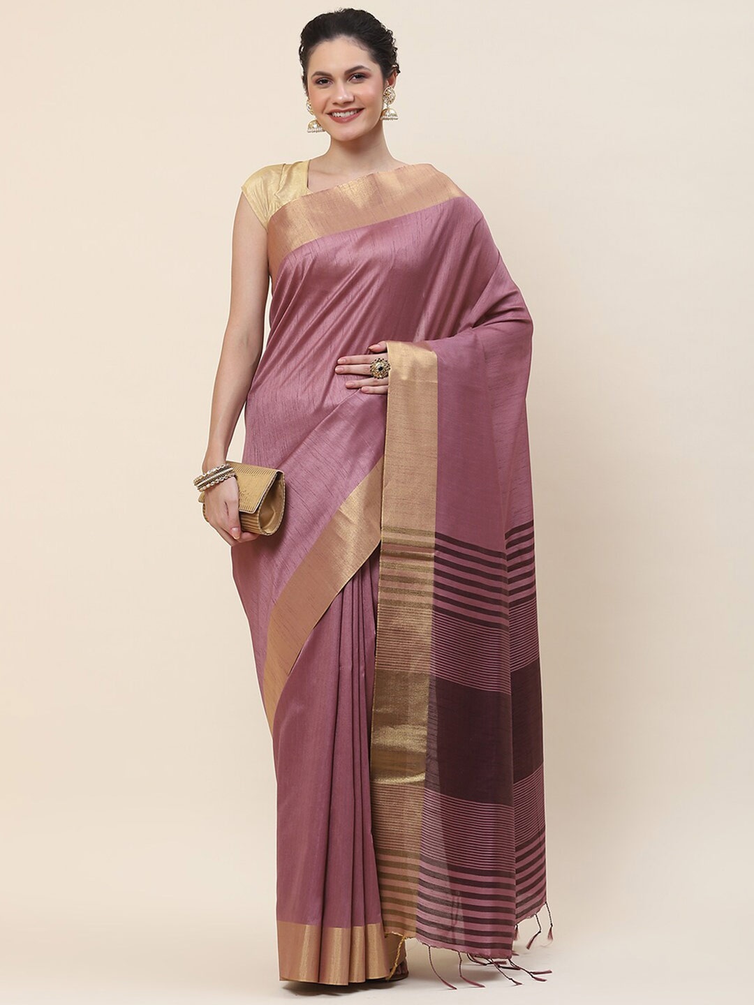 

Meena Bazaar Zari Saree, Purple