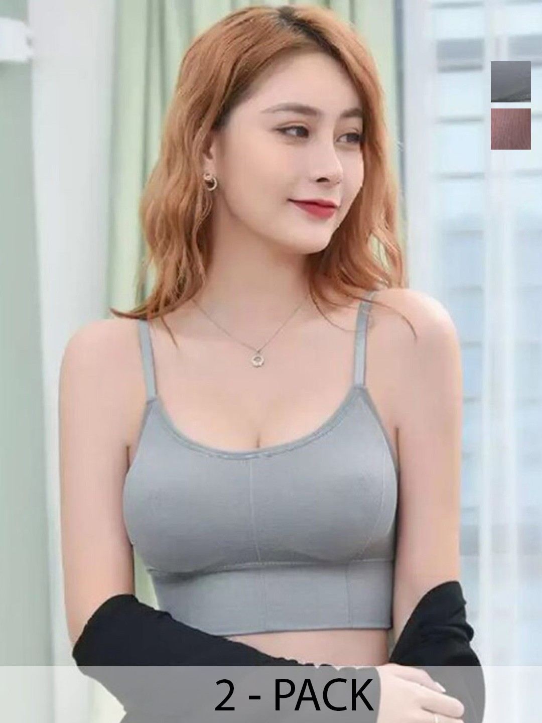 

UNDER 1000 Pack Of 2 Full Coverage All Day Comfort Rapid-Dry Organic Cotton T-shirt Bras, Grey
