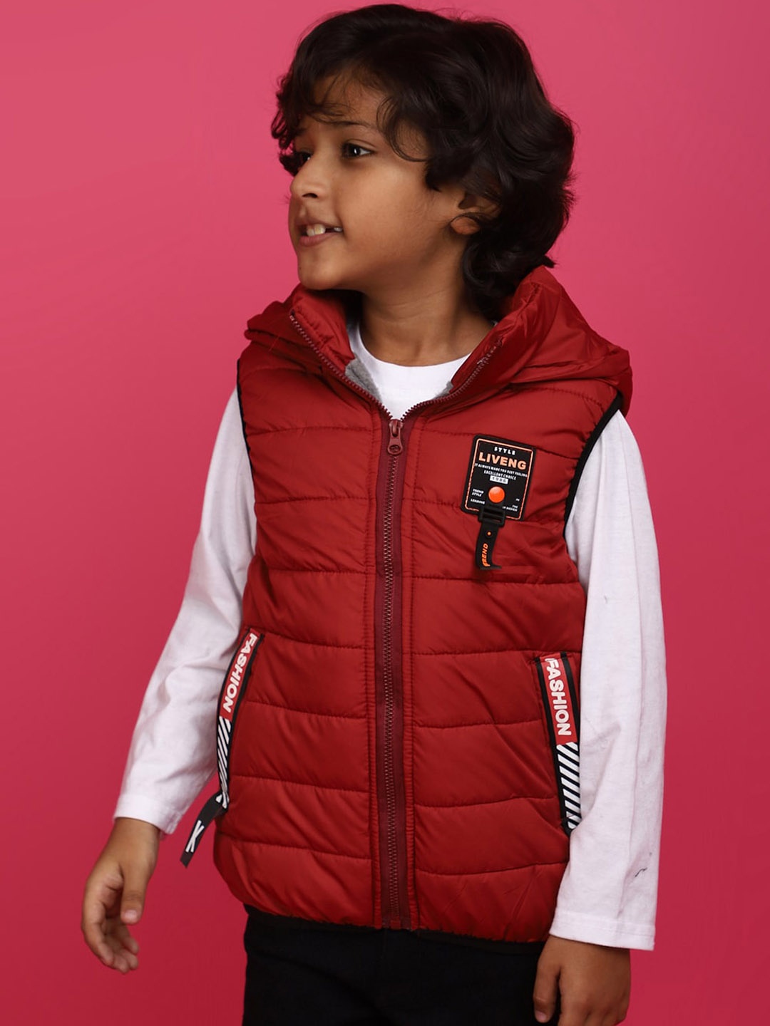 

V-Mart Boys Lightweight Hooded Sleeveless Padded Jacket, Maroon