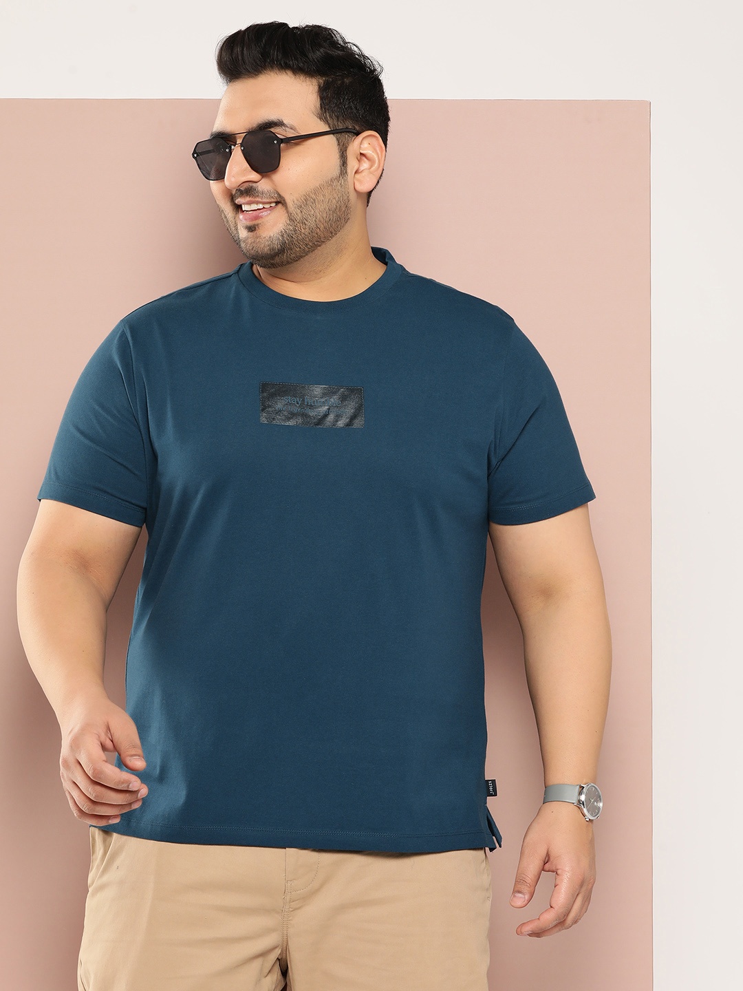 

Sztori Men Plus Size Typography Printed T-shirt, Teal