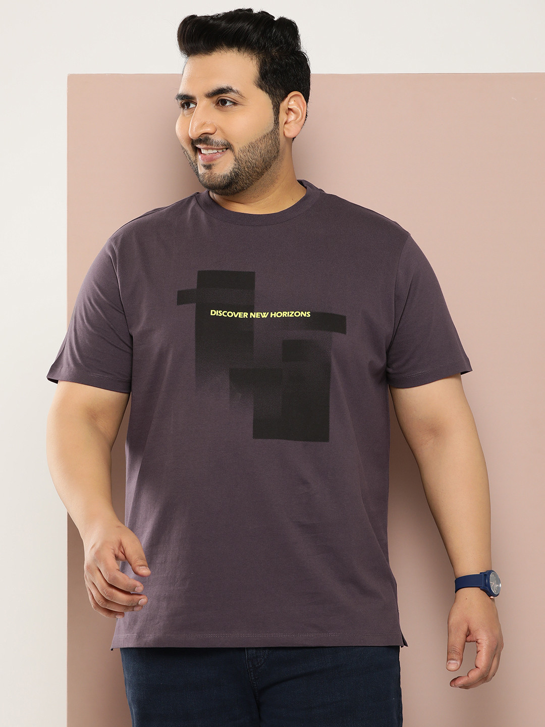 

Sztori Men Plus Size Typography Printed Relaxed Fit T-shirt, Grey