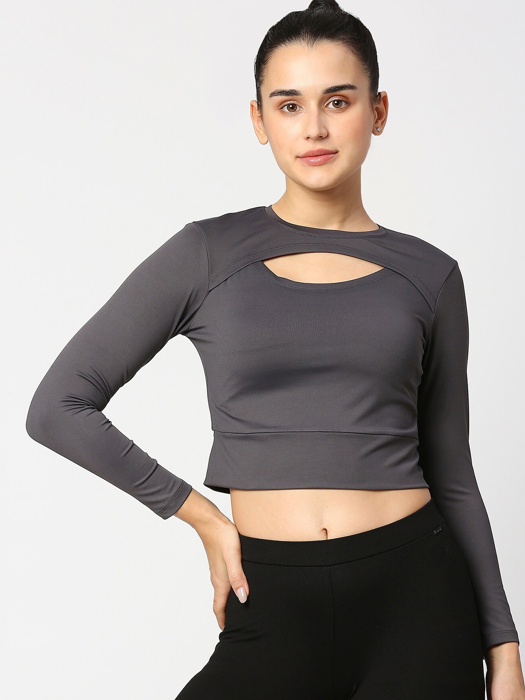 

LAASA SPORTS Cut Out Crop Top, Grey