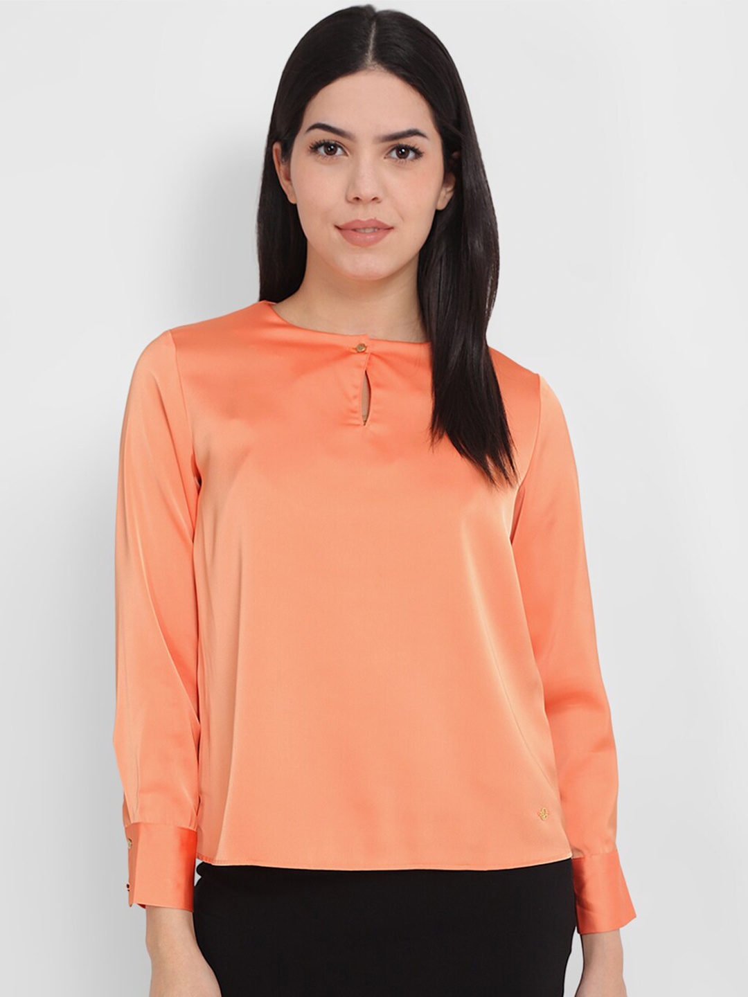 

Allen Solly Woman Cuffed Sleeves Top, Orange
