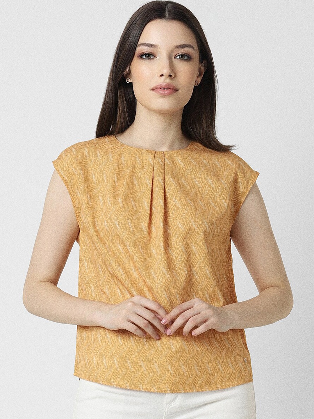 

Van Heusen Woman Geometric Printed Extended Sleeves Top, Yellow