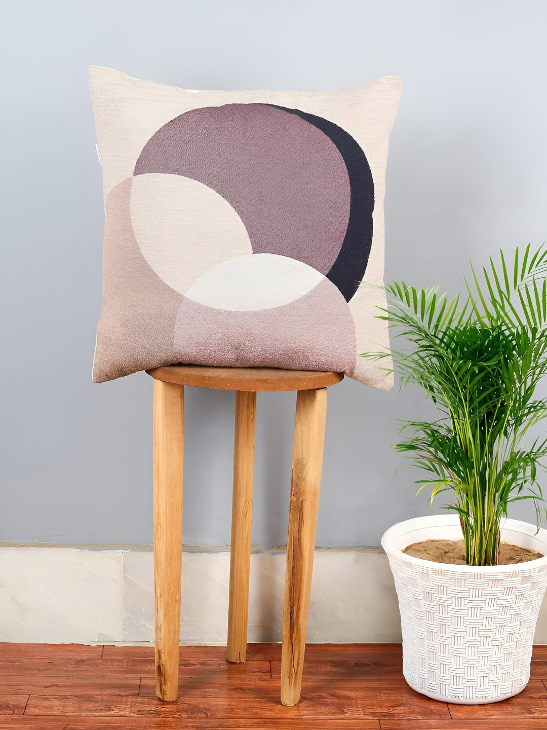 

CAZIMO Beige & Brown Abstract Jacquard Woven Square Cushion Covers
