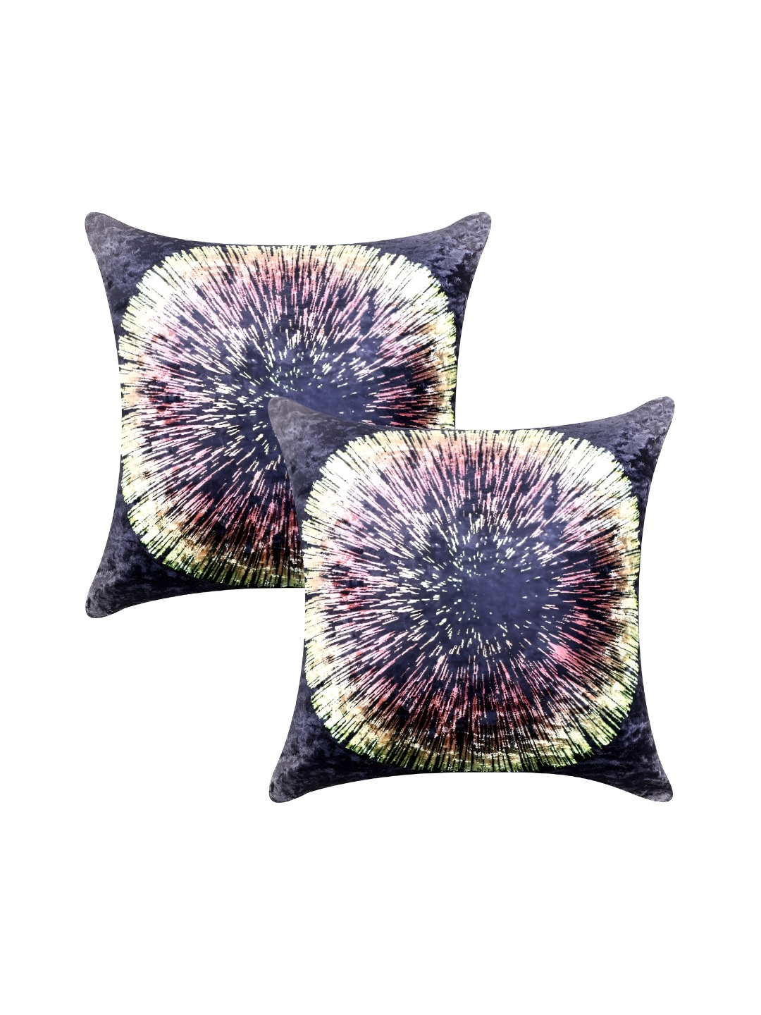 

CAZIMO Green & Black 2 Pieces Abstract Square Cushion Covers