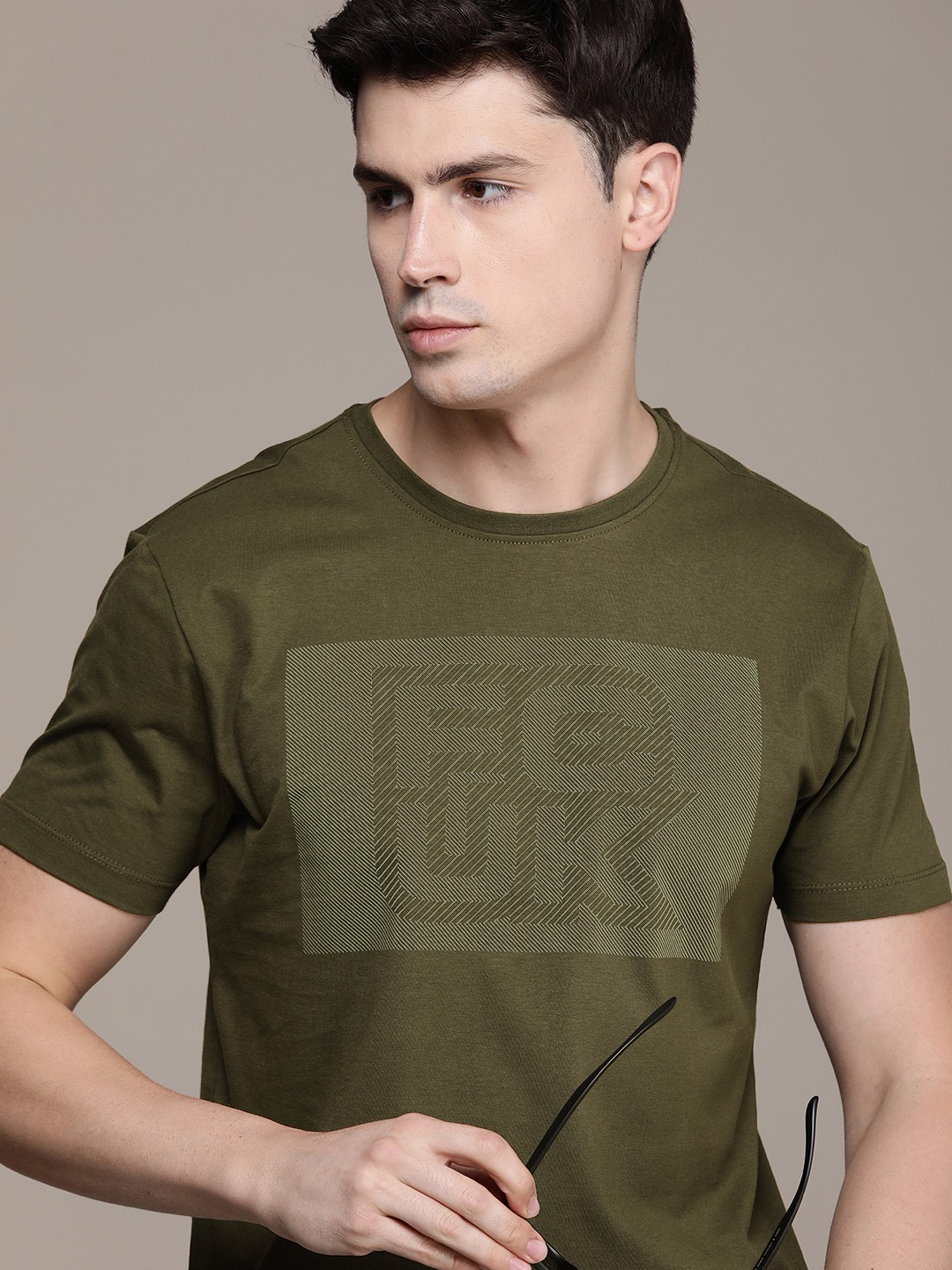 

FCUK Brand Logo Printed Pure Cotton Oversized T-shirt, Olive
