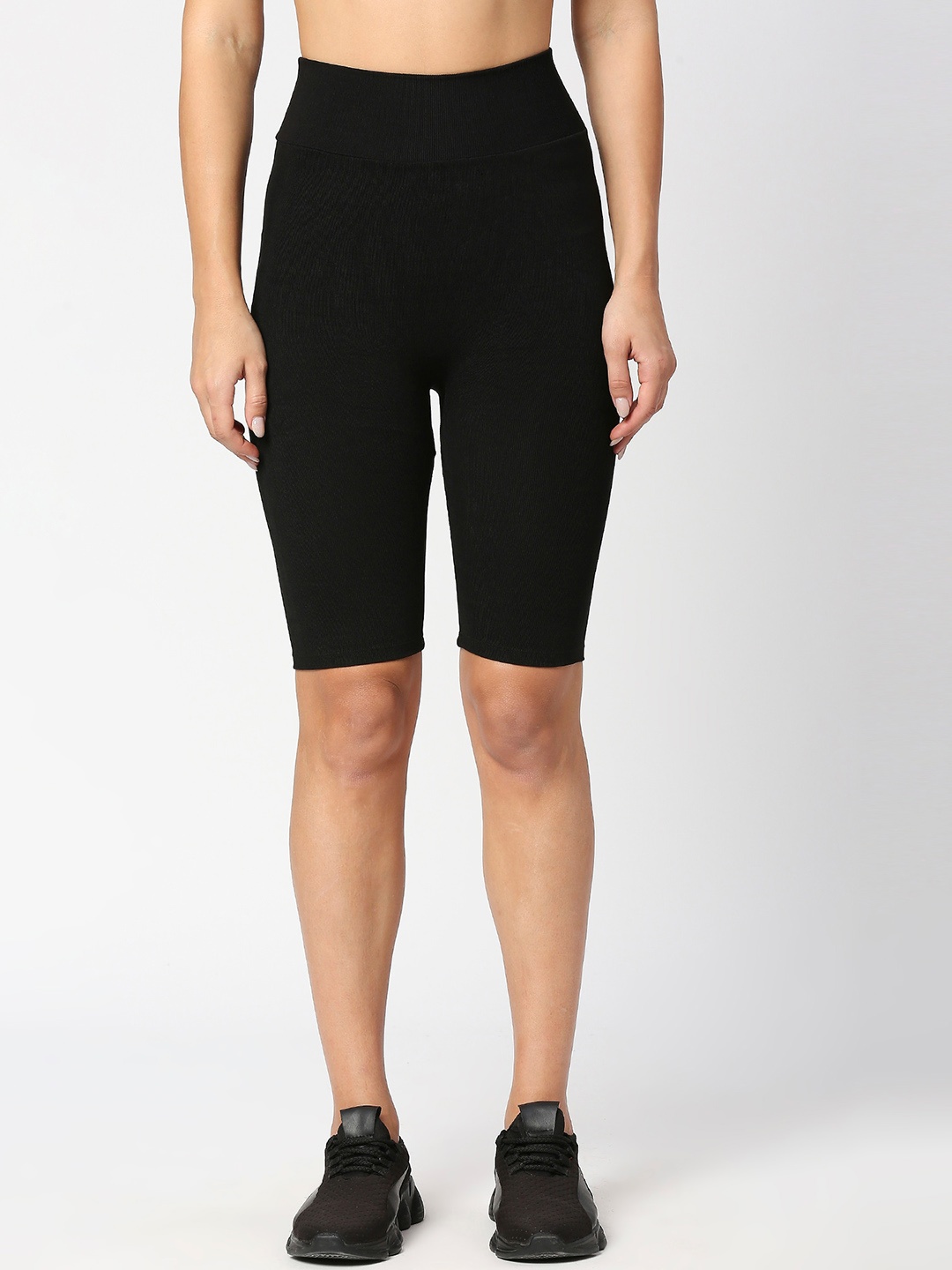 

LAASA SPORTS Women Skinny Fit High-Rise Dri-FIT Sports Shorts, Black