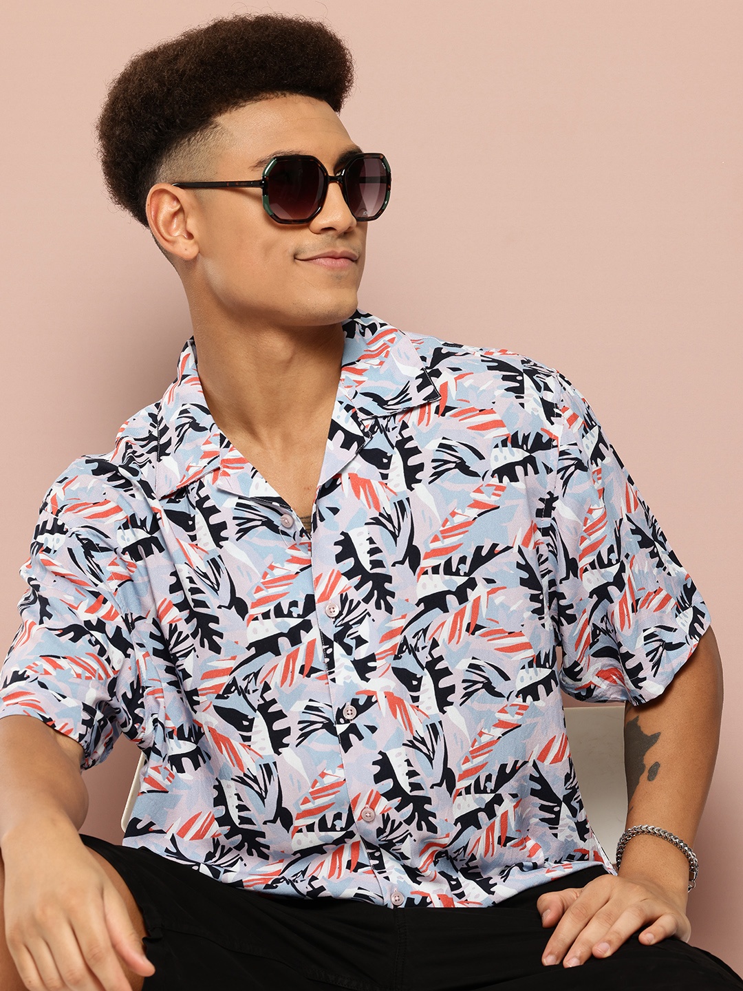 

Harvard Abstract Printed Casual Shirt, Blue