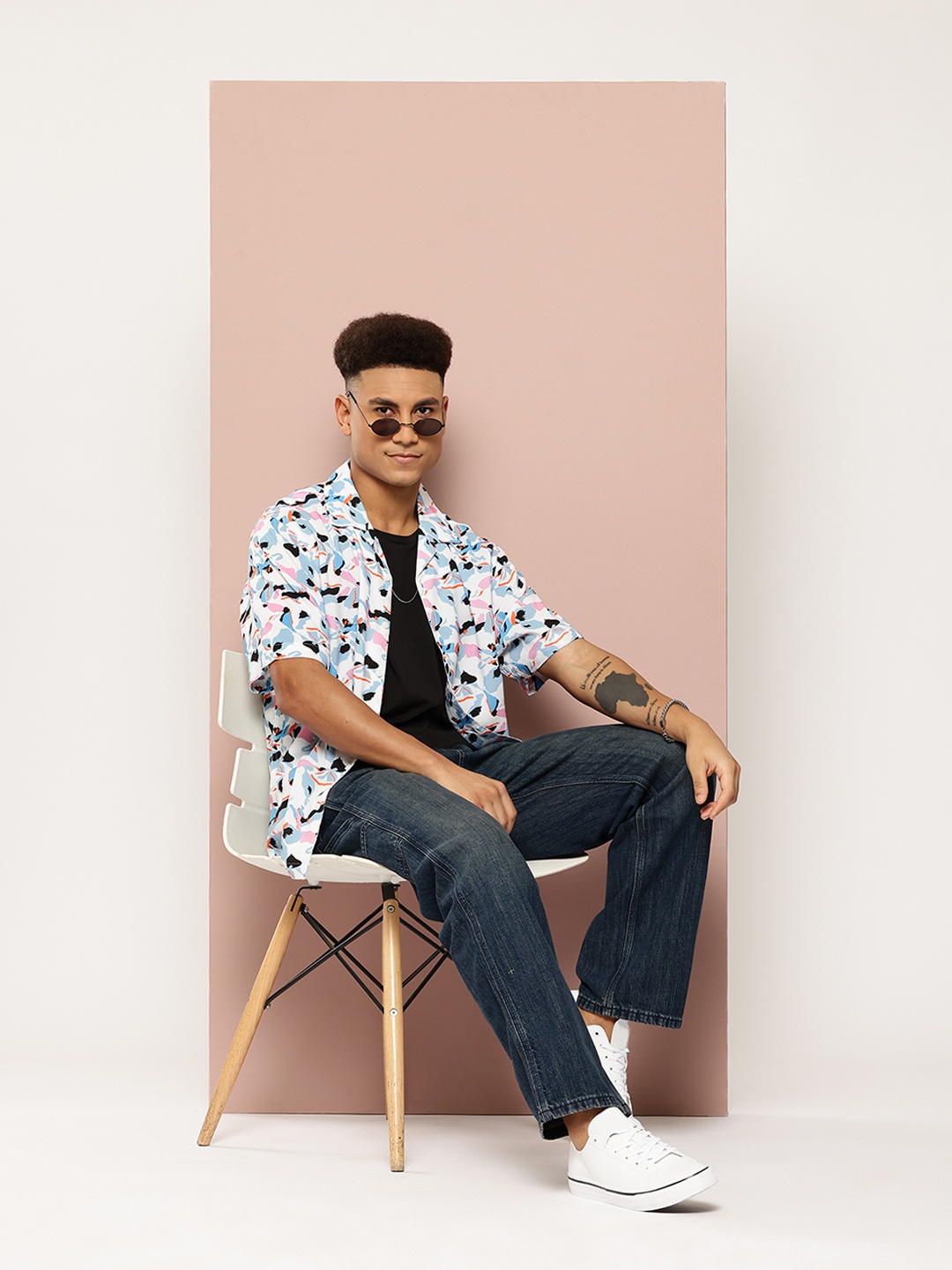

Harvard Abstract Printed Casual Shirt, White