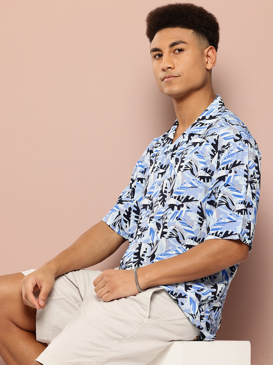 

Harvard Abstract Printed Casual Shirt, Blue