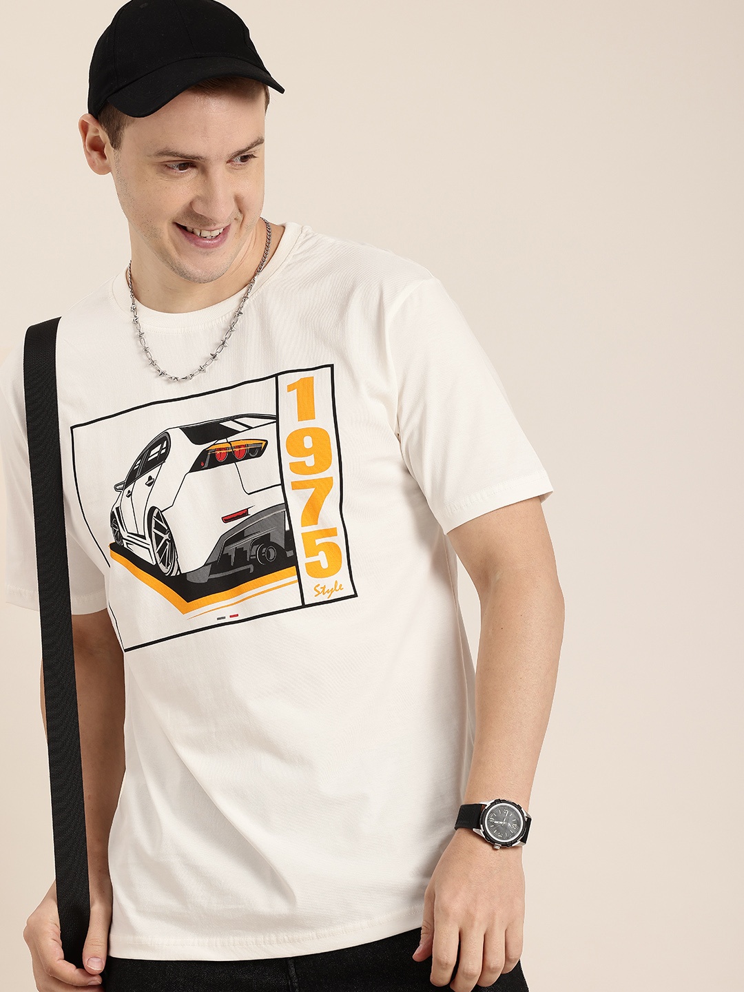 

HERE&NOW Graphic Printed Pure Cotton T-shirt, Off white