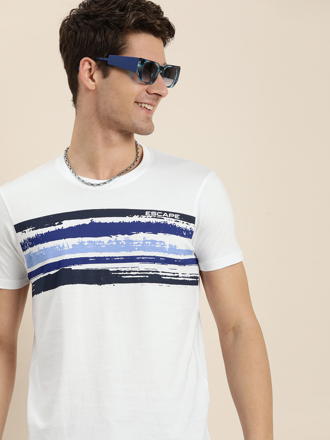 

HERE&NOW Striped Pure Cotton T-shirt, White