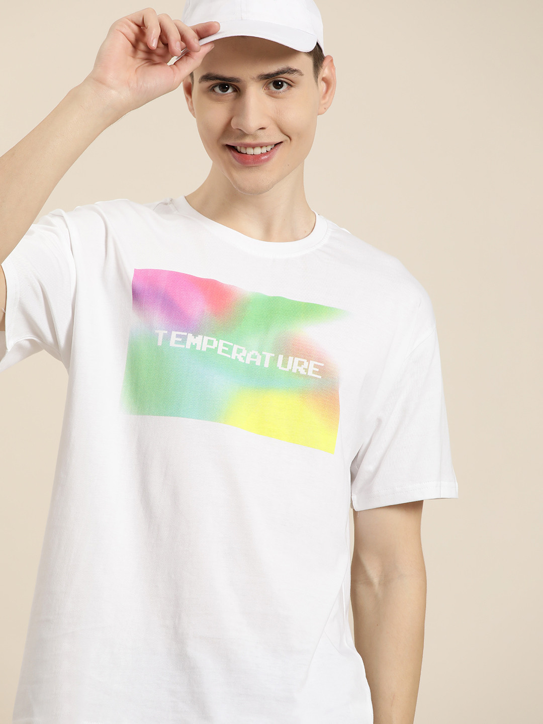 

HERE&NOW Men Typography Printed Pure Cotton T-shirt, White