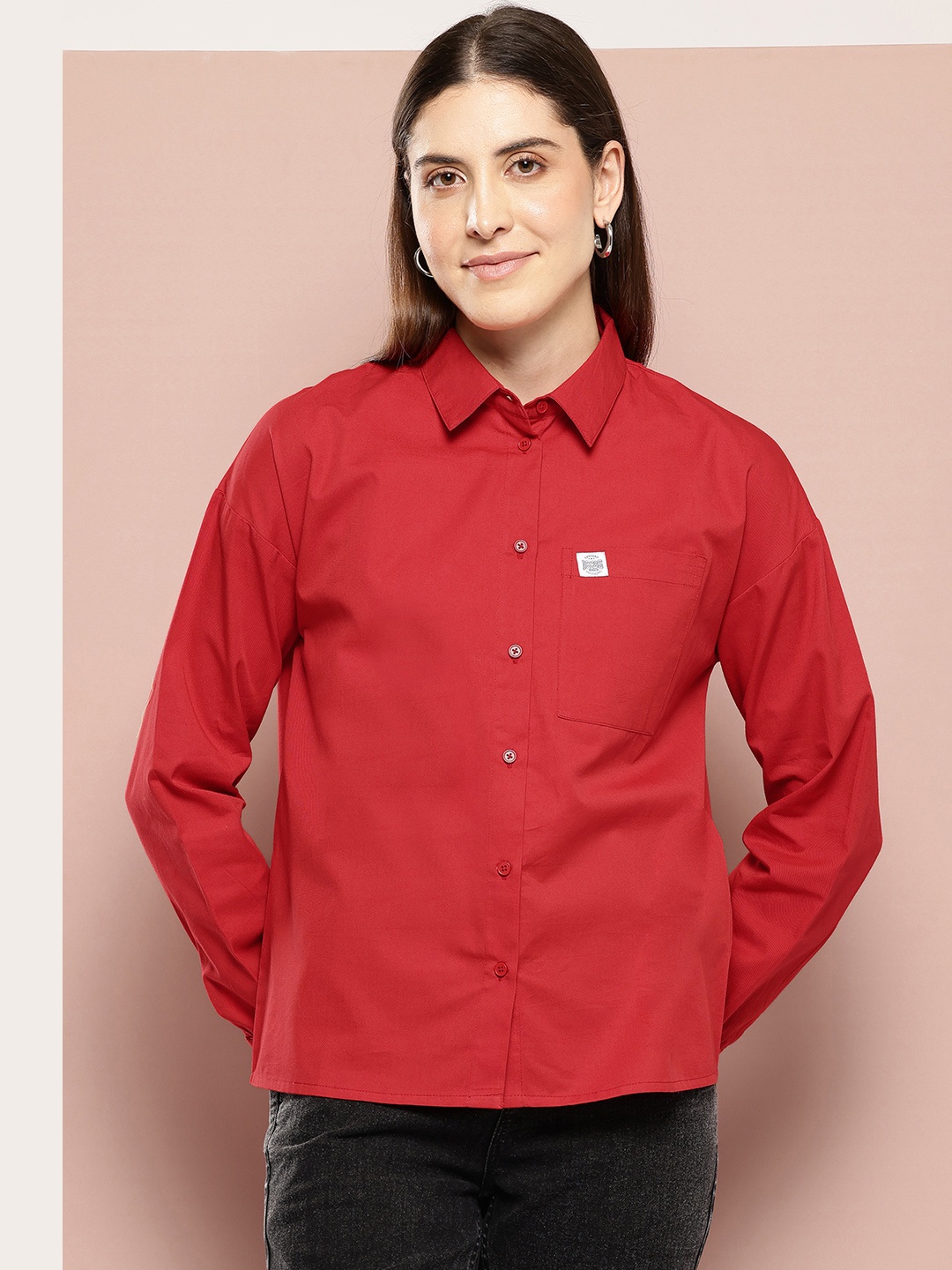 

Harvard Women Cotton Opaque Casual Shirt, Red