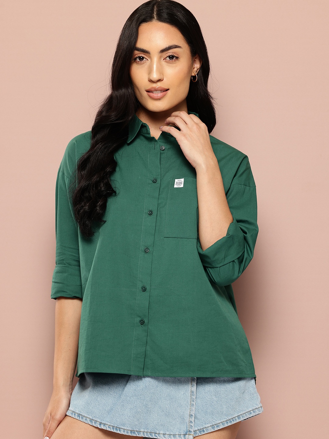 

Harvard Women Cotton Opaque Casual Shirt, Green