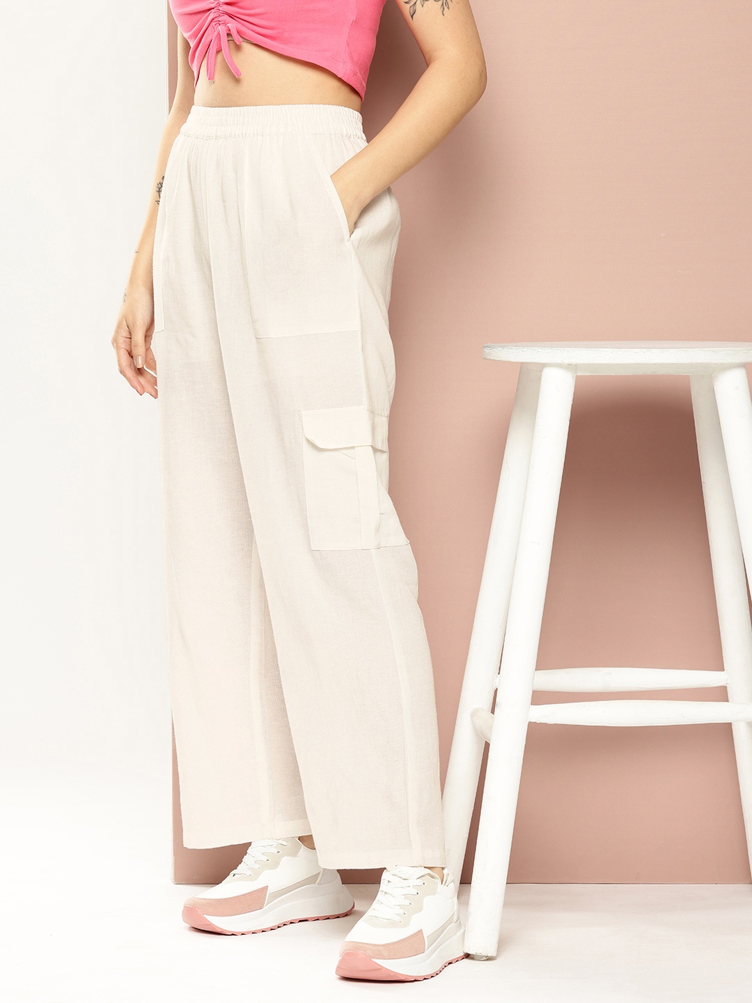 

Harvard Women Pure Cotton Trousers, White