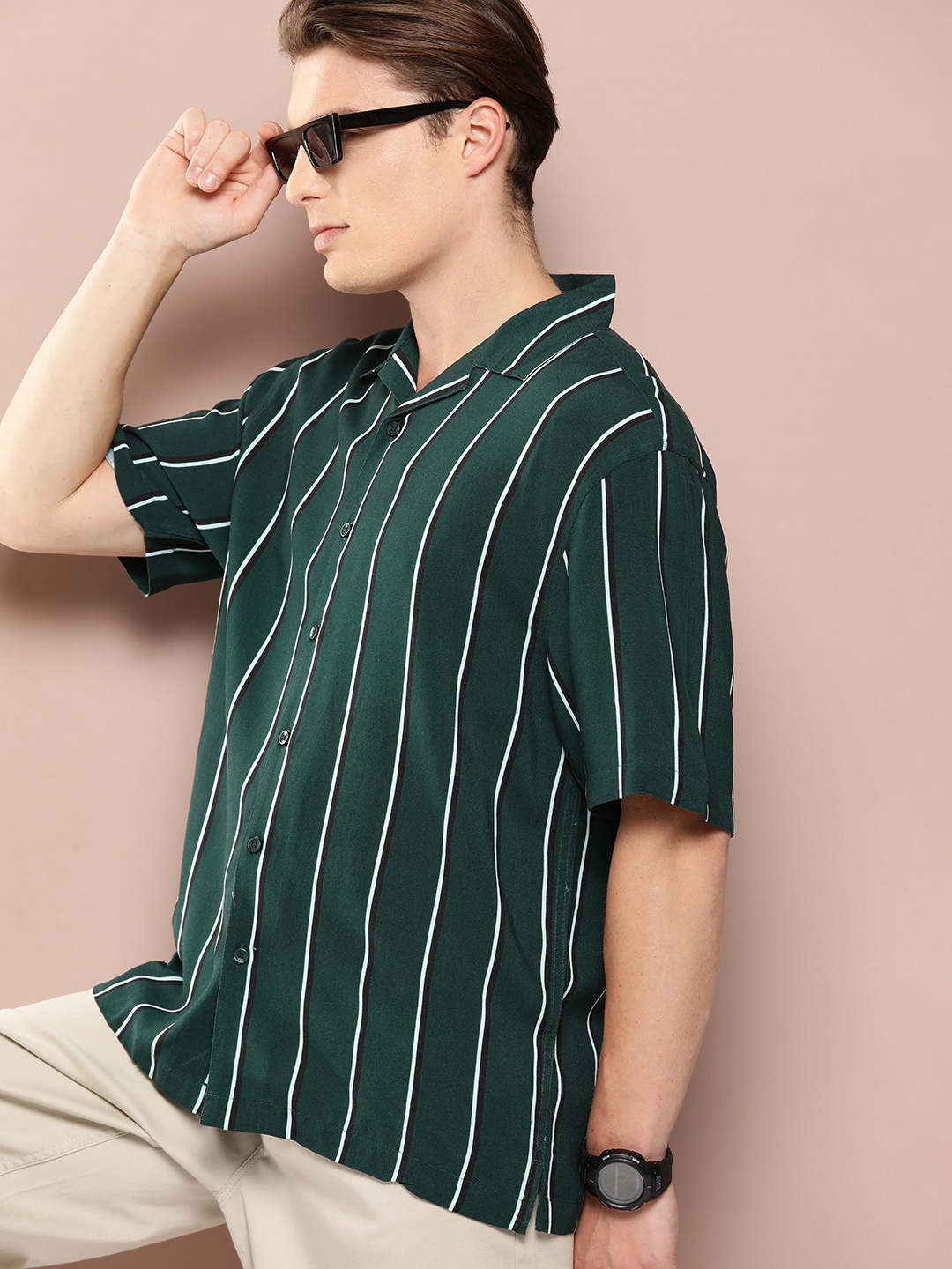 

Harvard Striped Casual Shirt, Green