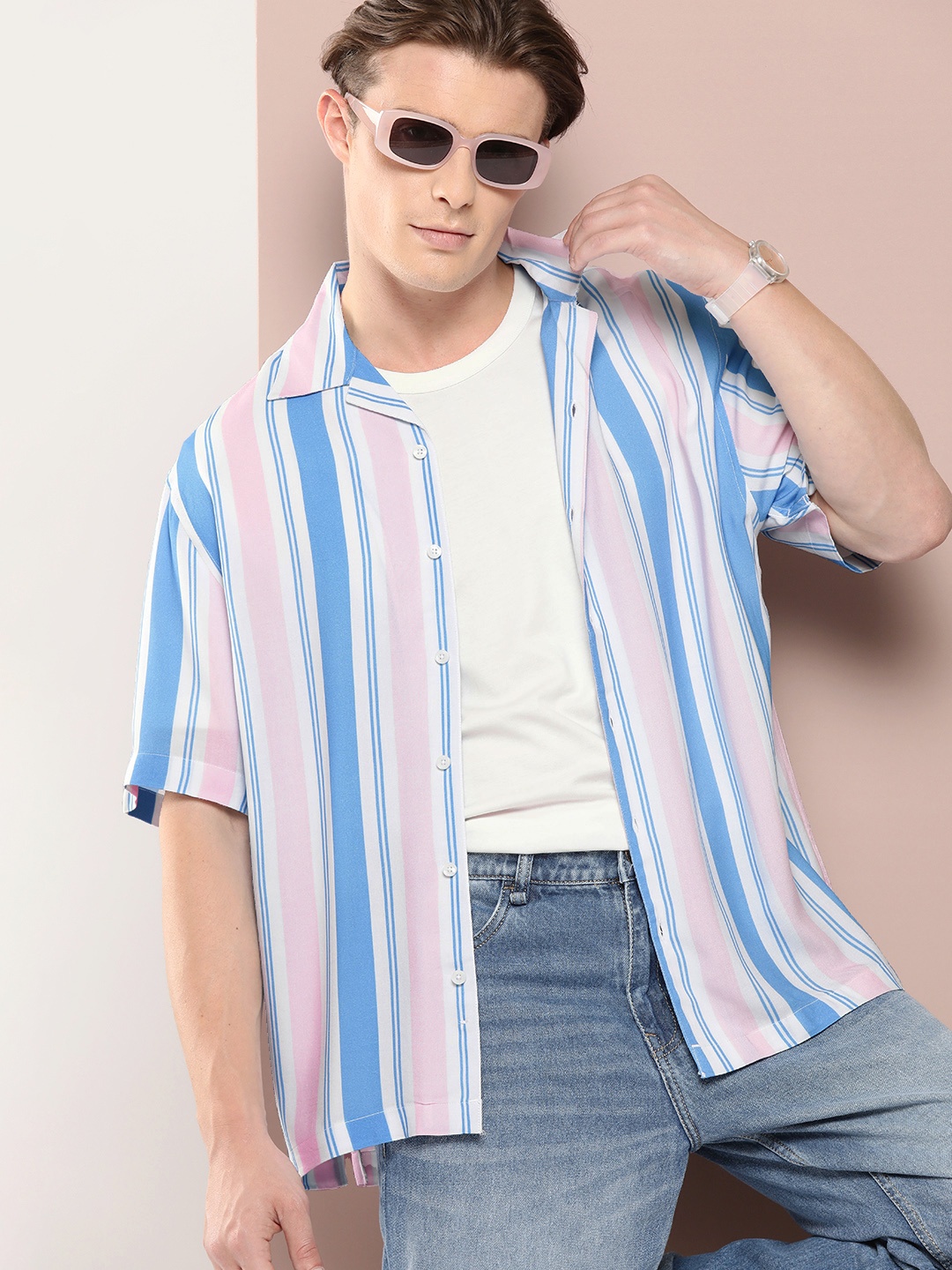 

Harvard Striped Casual Shirt, Pink