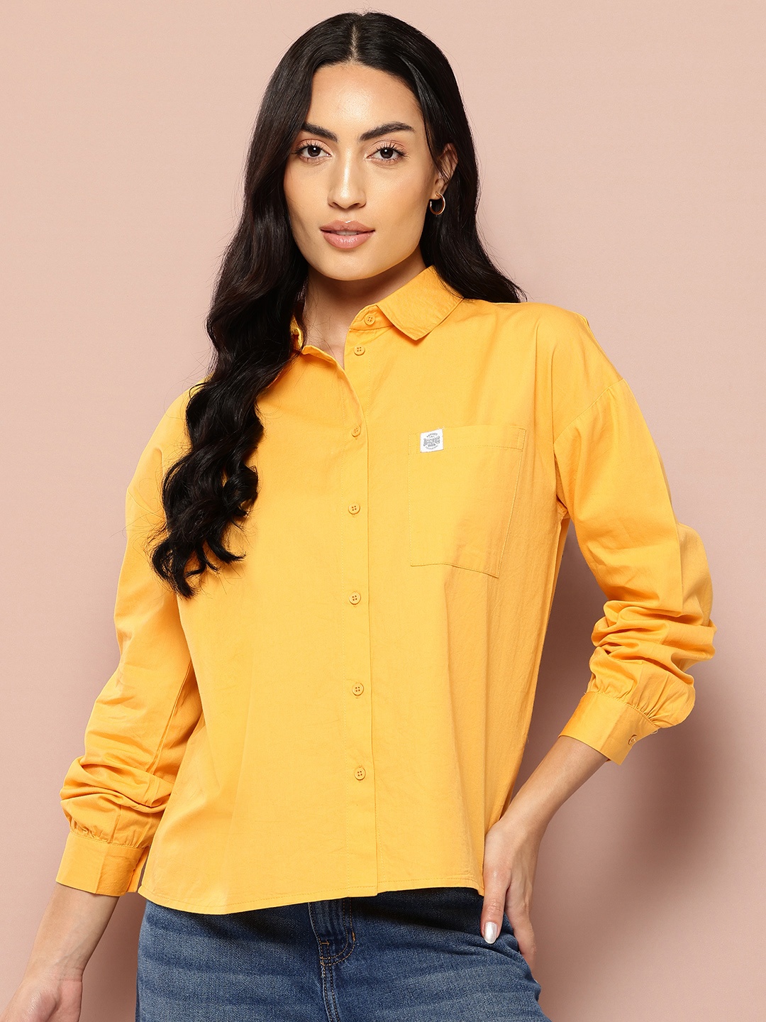 

Harvard Women Cotton Opaque Casual Shirt, Yellow
