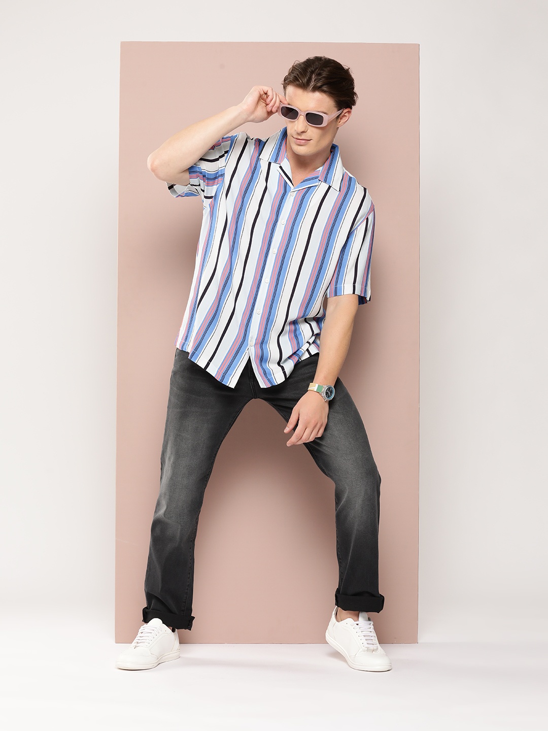 

Harvard Striped Casual Shirt, White