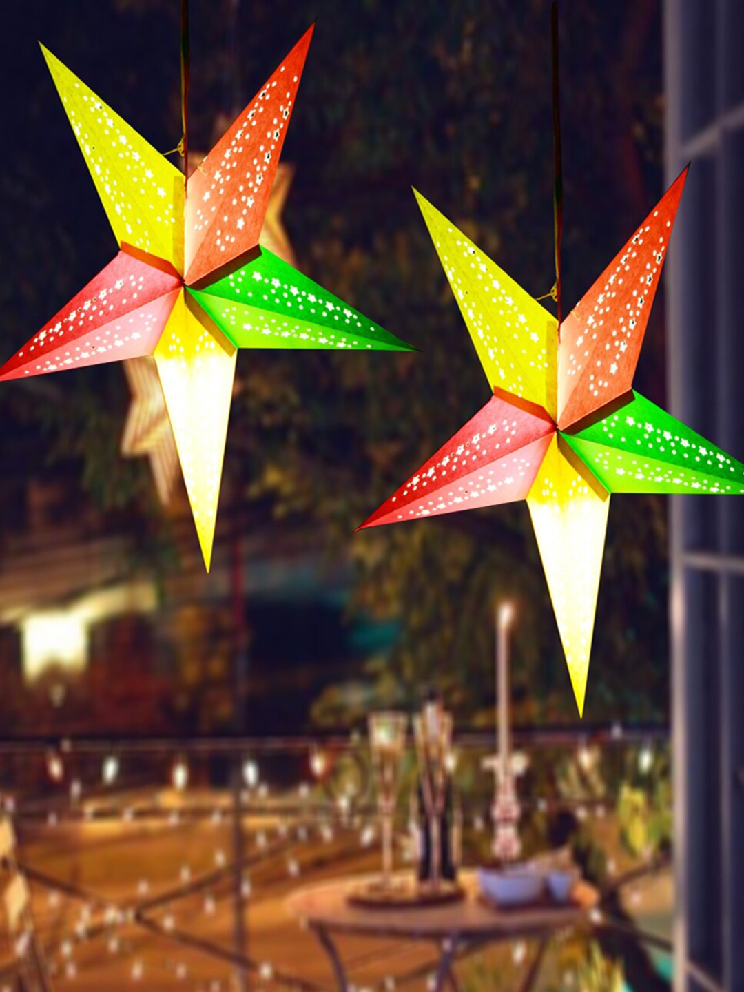 

ME & YOU 2 Pieces Yellow & Green Decorative Hanging Star