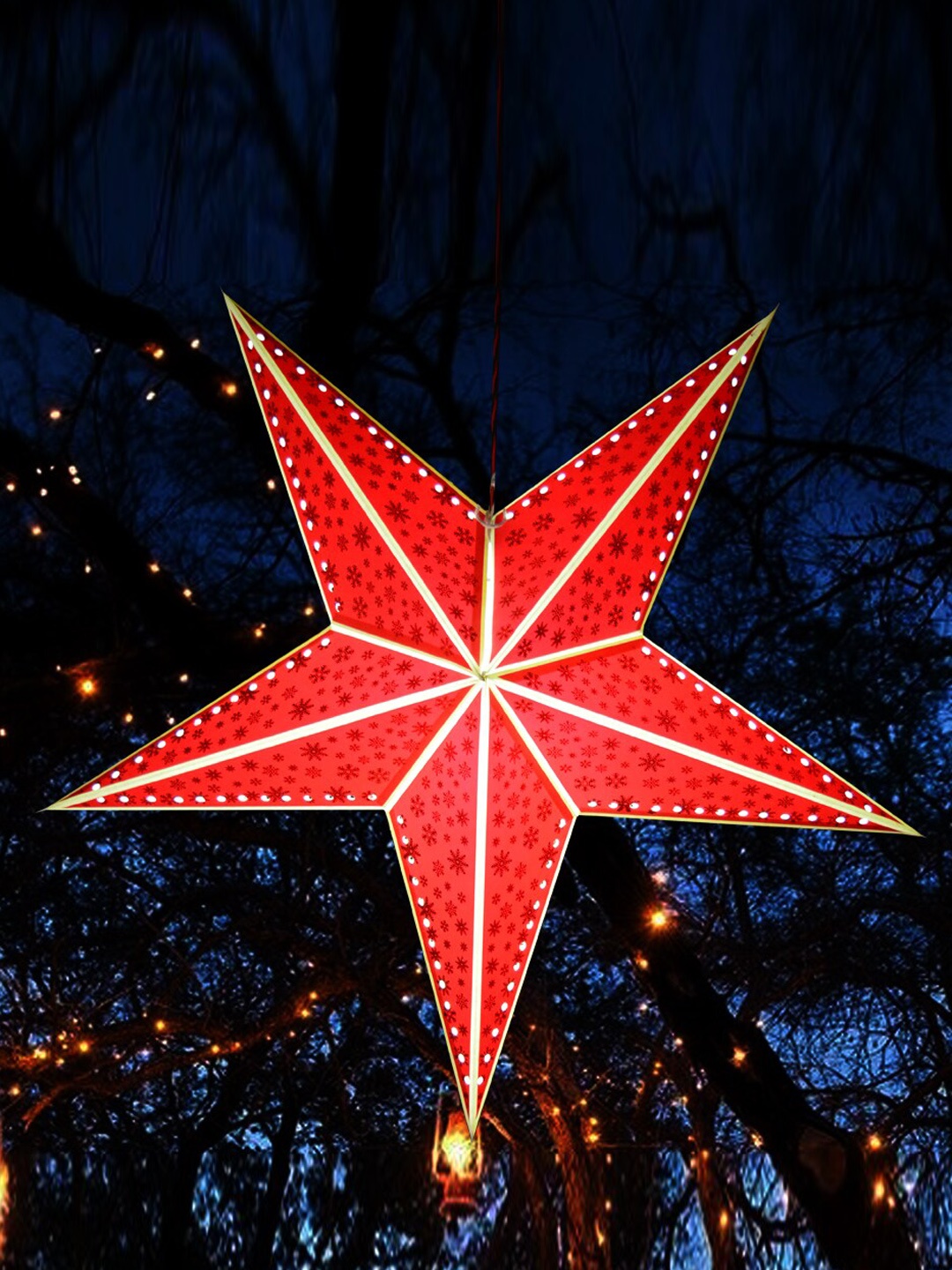 

ME & YOU Red & White Festive Decorative Hanging Star