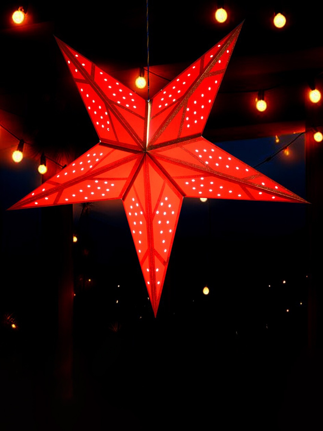 

ME & YOU Red Patterned Festive Decorative Hanging Star