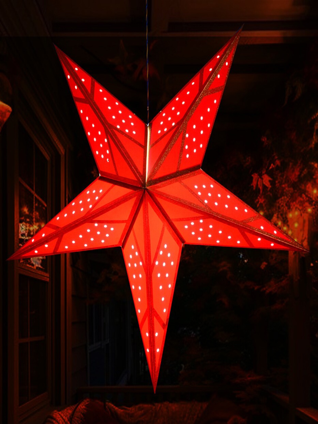 

ME & YOU Red Patterned Christmas Decorative Hanging Star