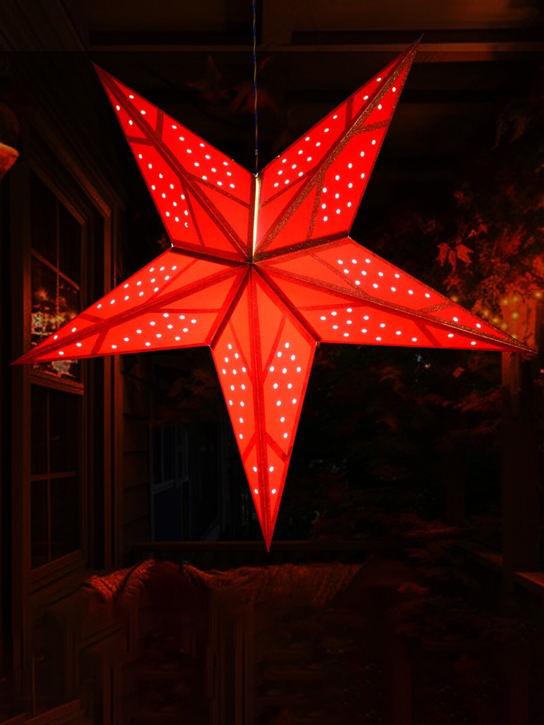 ME & YOU Red Textured Christmas Decorative Hanging Star