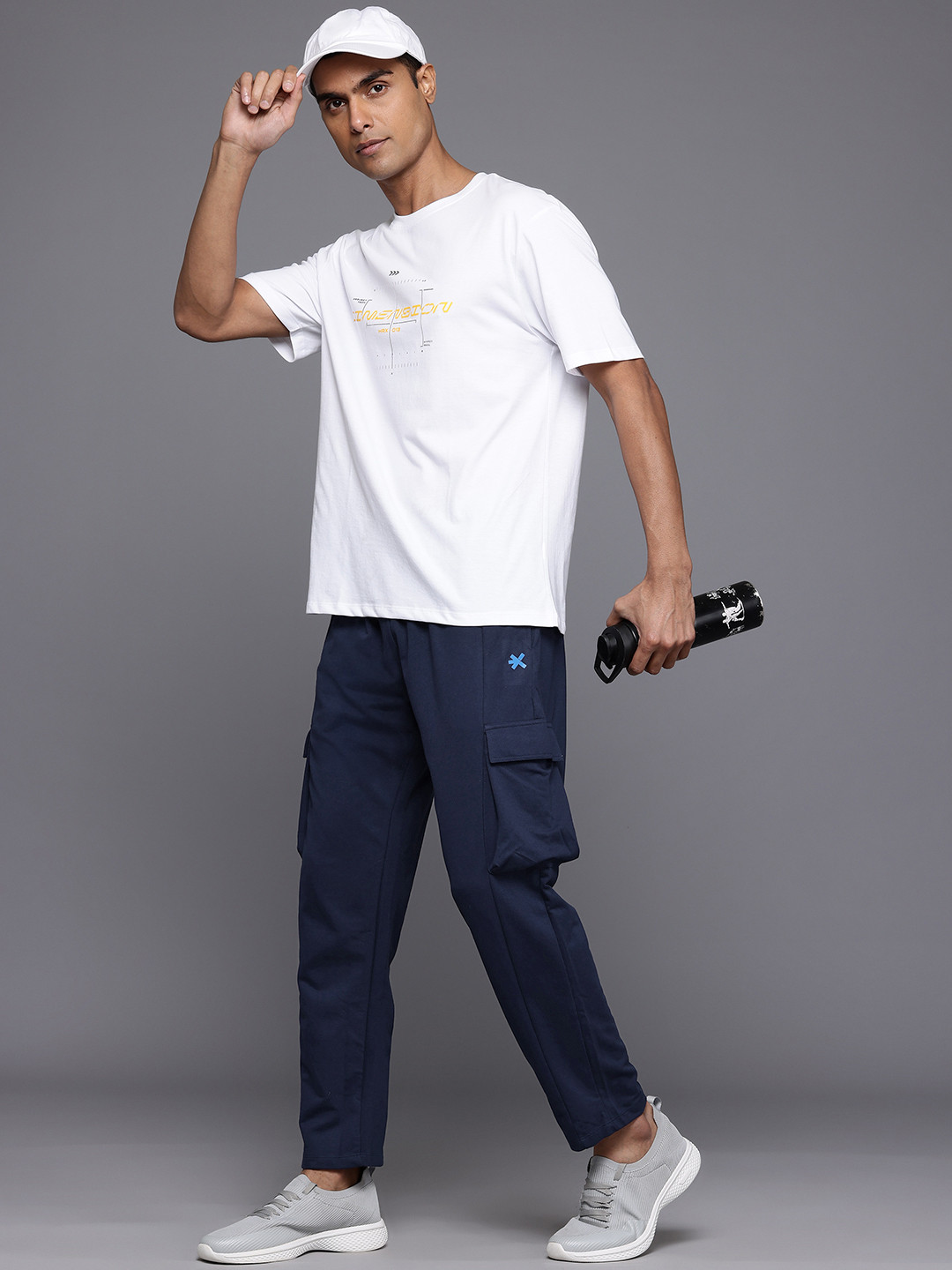

HRX by Hrithik Roshan Men Lifestyle Cargo Style Track Pants, Navy blue