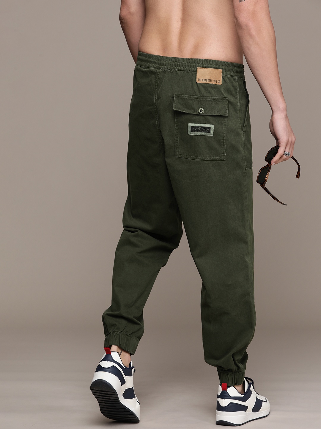 

The Roadster Life Co. Men Pure Cotton Relaxed Fit Joggers, Olive