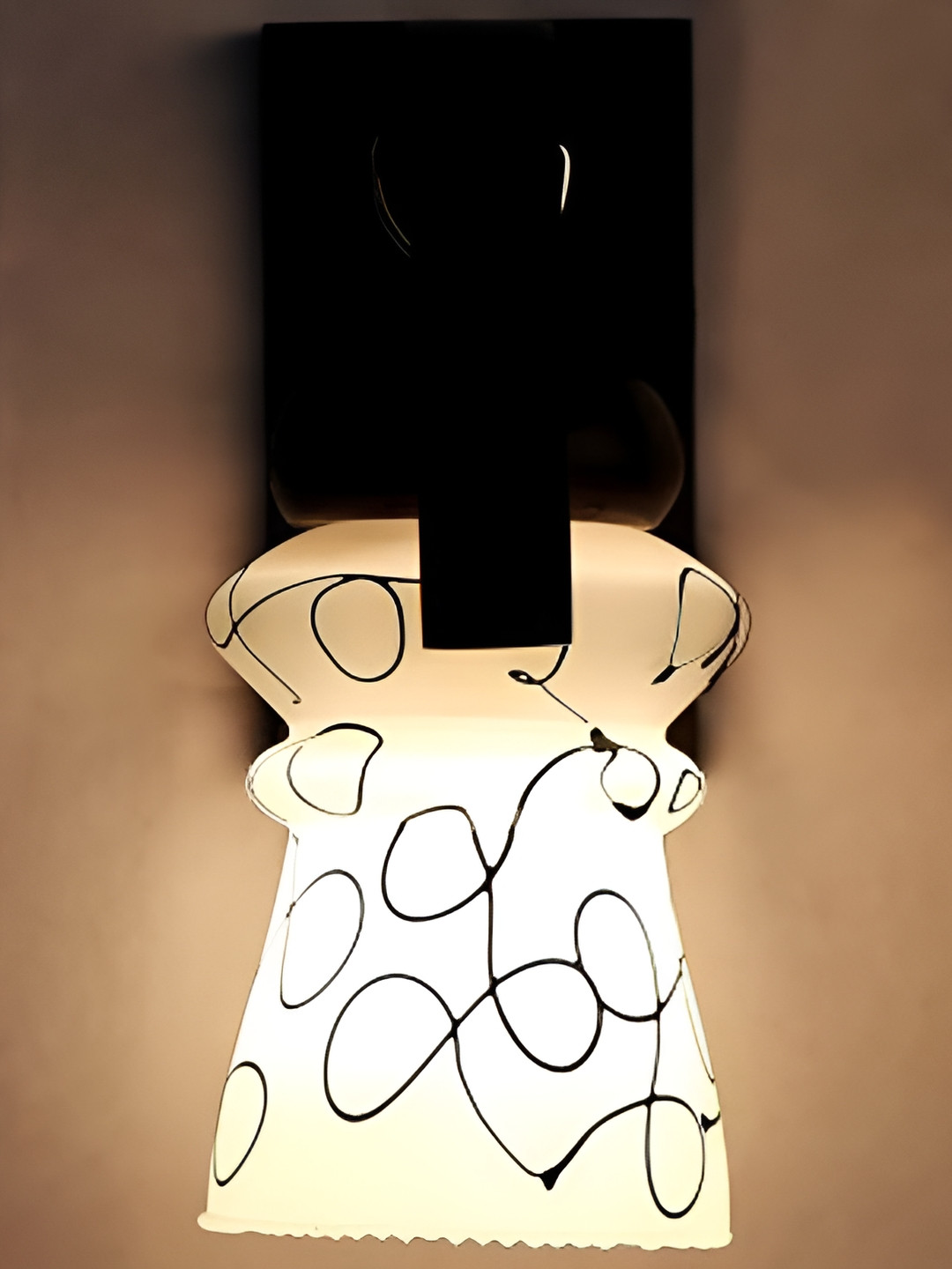 

Afast Beige & Black Printed Bell Shaped Glass Wall Lamp