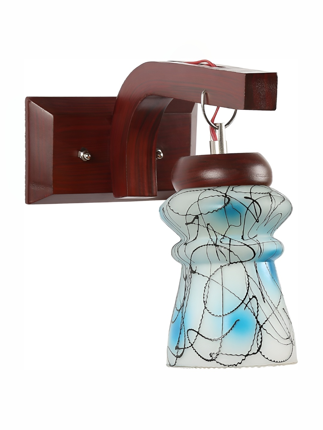 

Afast Grey & Blue Printed Bell Shaped Glass Wall Lamp