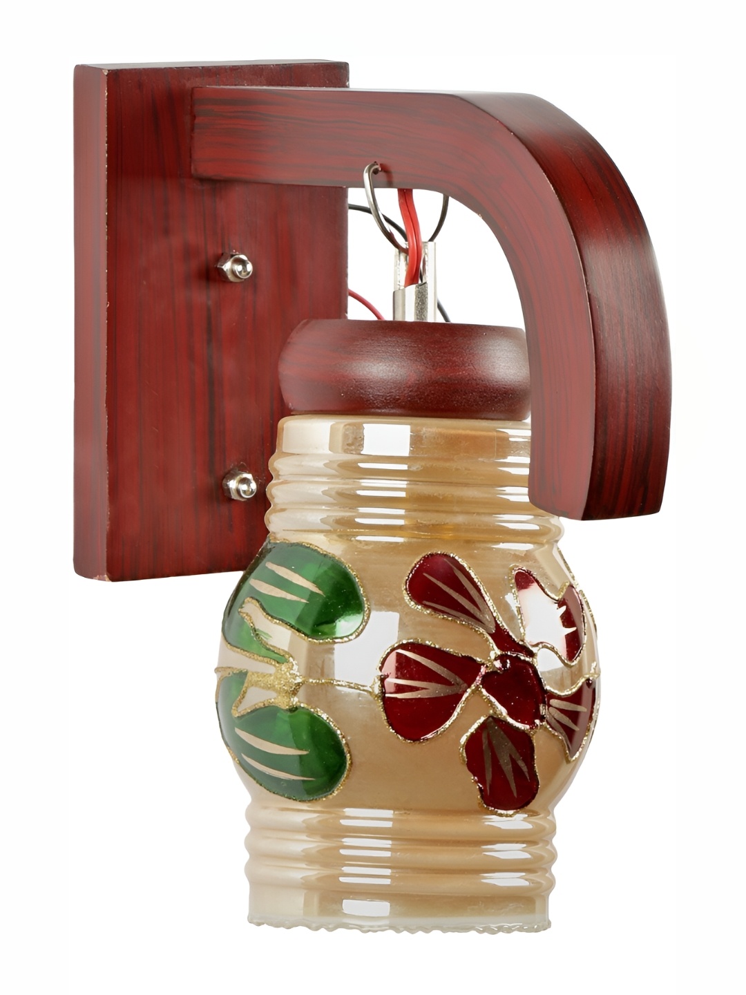 

Afast Brown & Red Printed Glass Wall Lamp