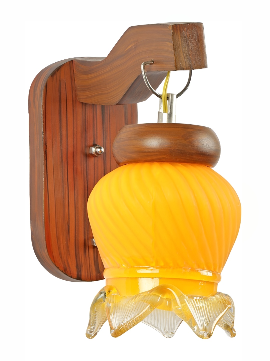 

Afast Orange & Brown Textured Bell Shaped Glass Wall Lamp