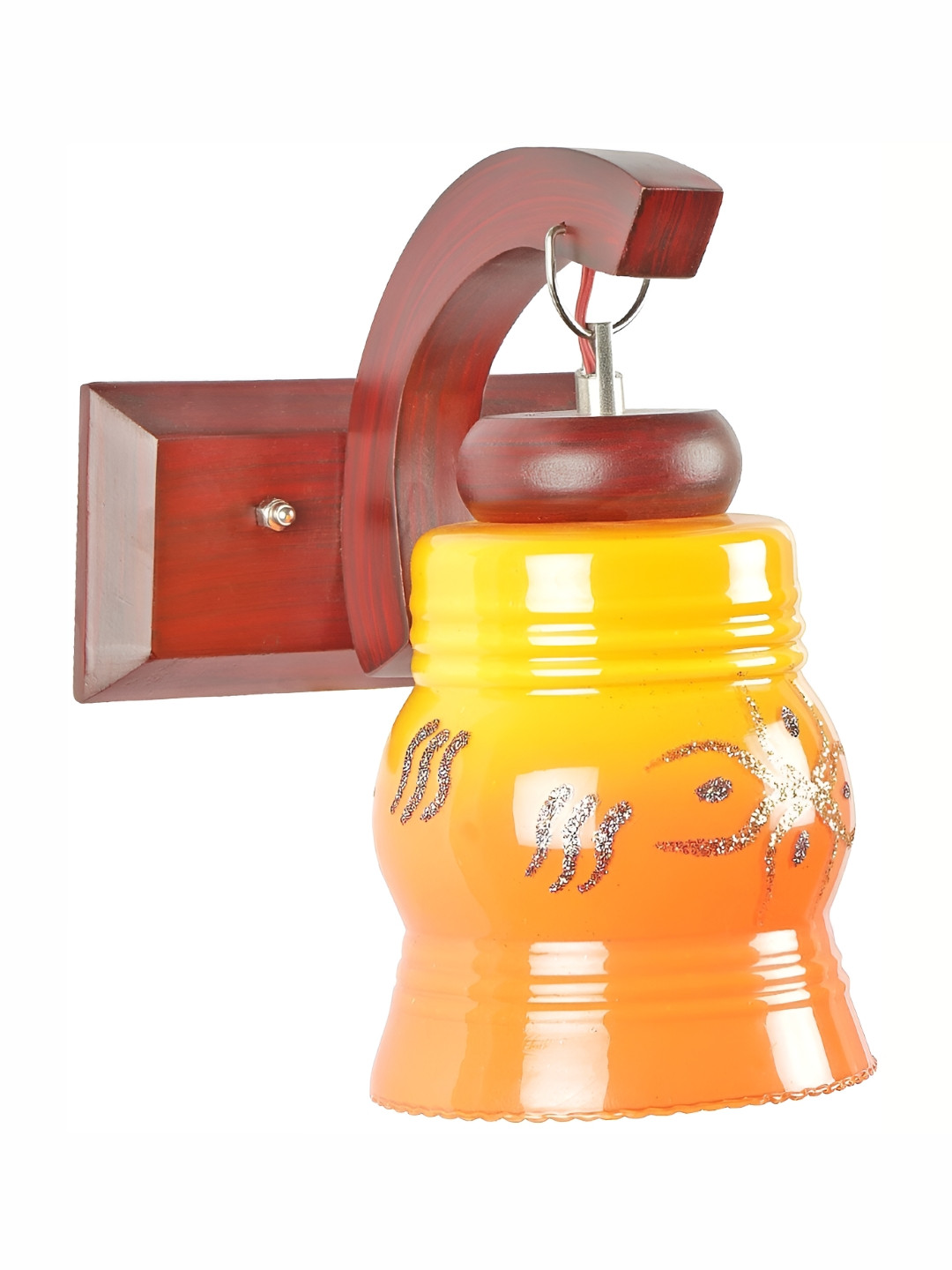 

Afast Brown & Yellow Printed Wooden Bell Shaped Wall Lamp