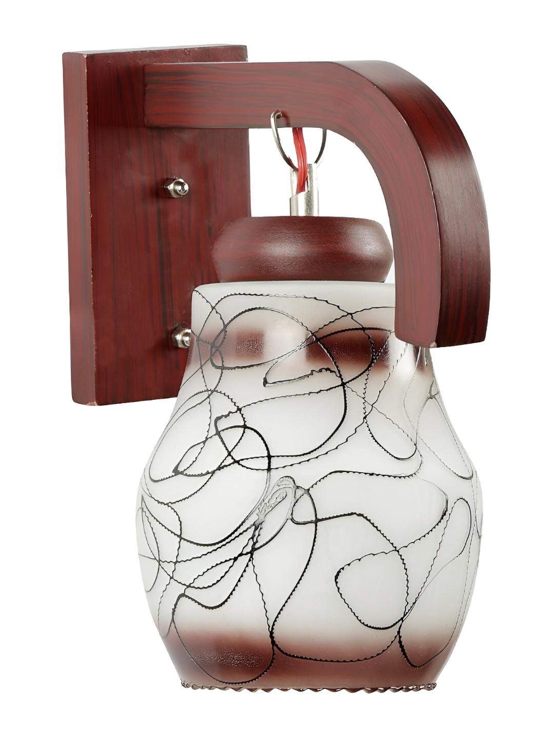 

Afast White & Brown Printed Bell Shaped Glass Wall Lamp