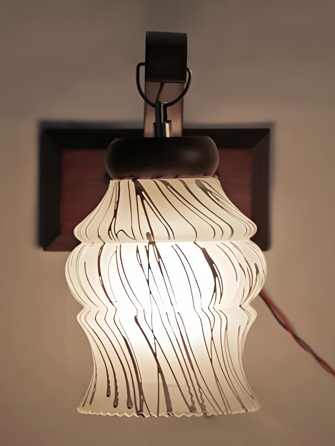 

Afast White & Black Printed Bell Shaped Glass Wall Lamp