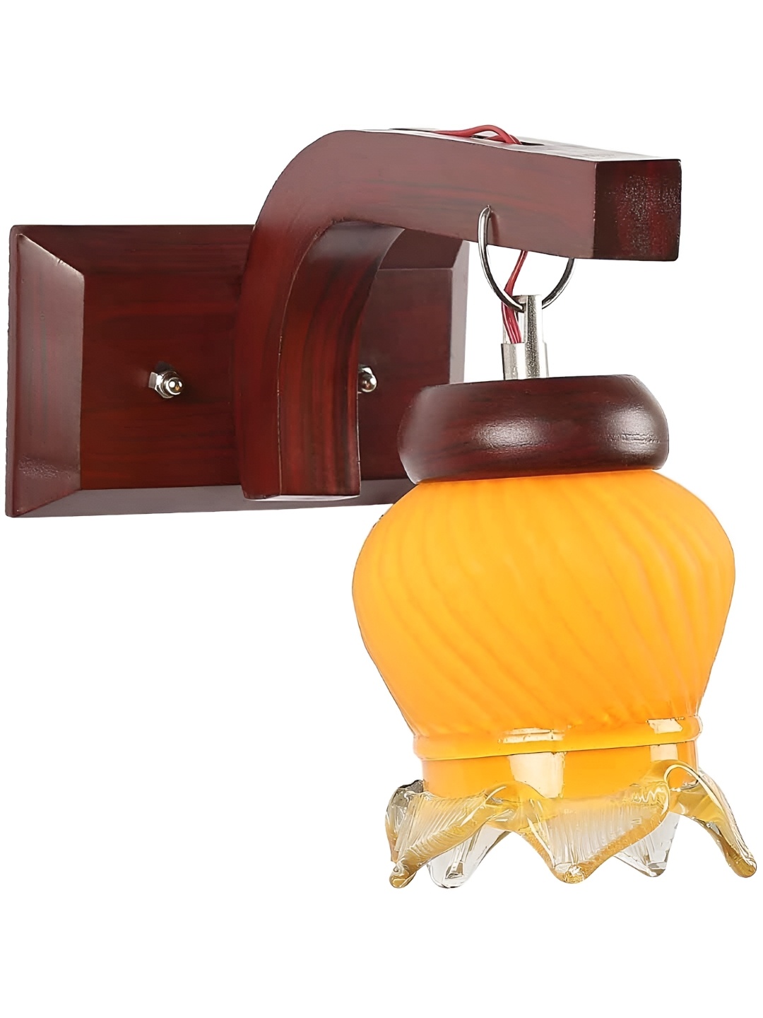 

Afast Orange & Brown Textured Bell Shaped Glass Wall Lamp