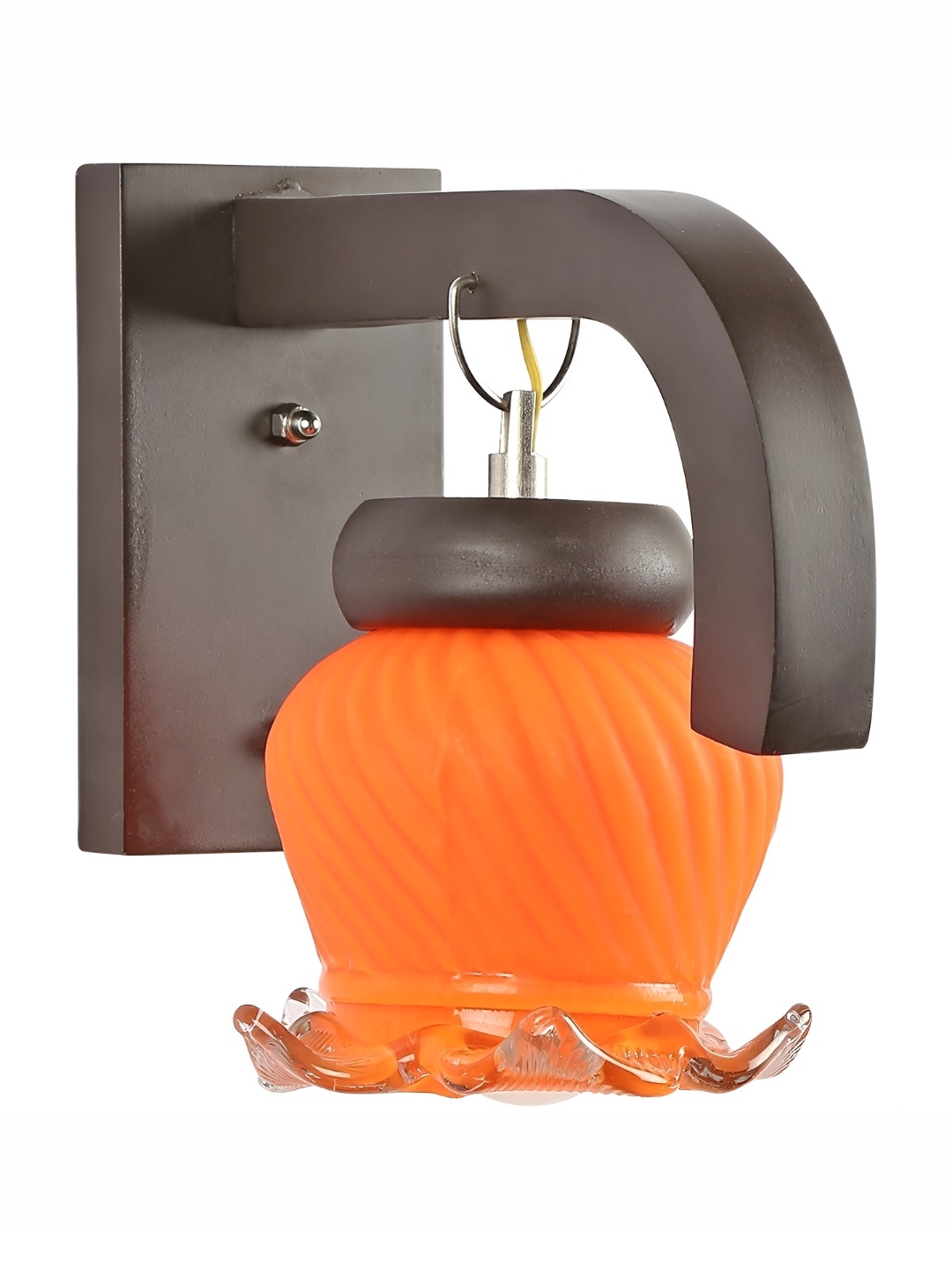 

Afast Orange & Brown Textured Bell Shaped Glass Wall Lamp