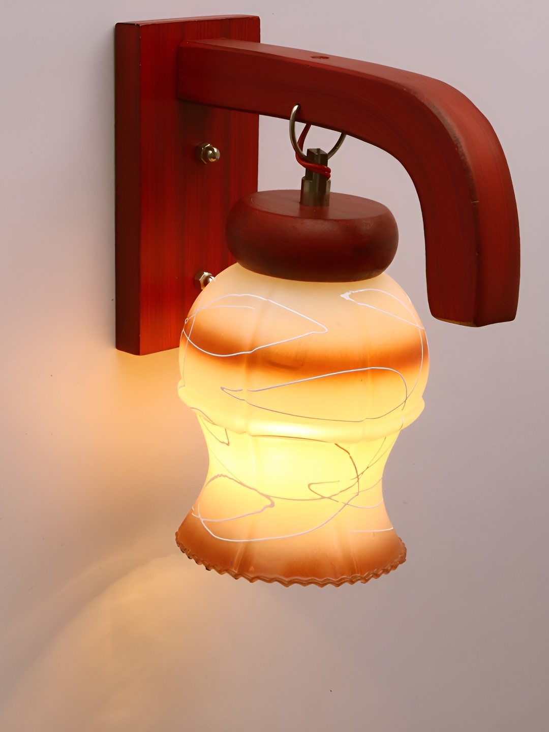

Afast Grey & Brown Printed Bell Shaped Glass Wall Lamp