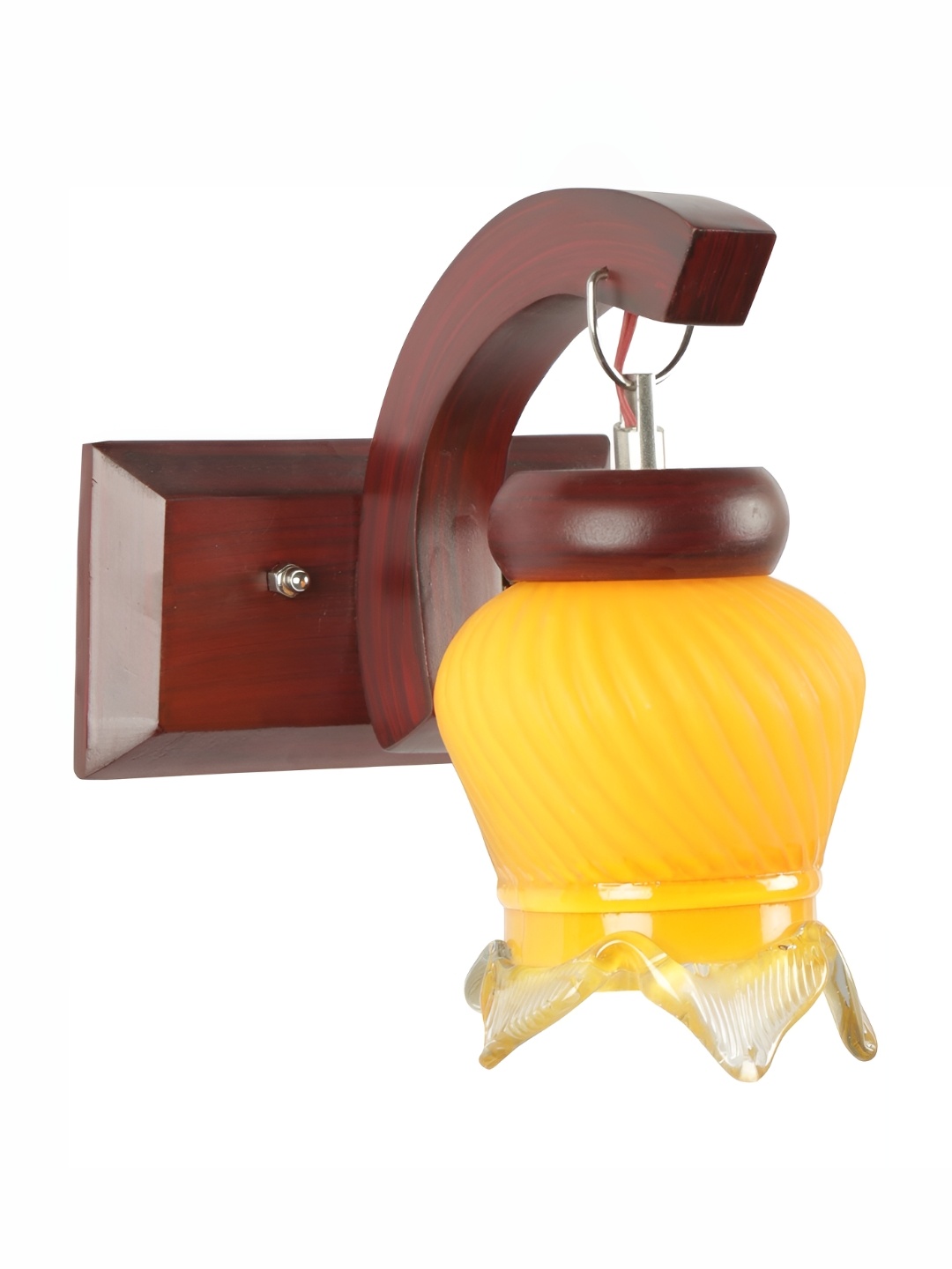 

Afast Yellow & Brown Textured Bell Shaped Glass Wall Lamp, Orange