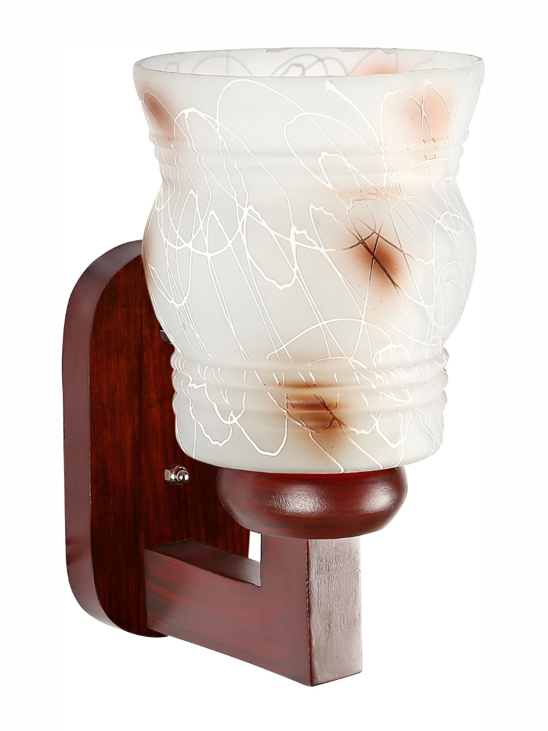 

Afast White & Brown Printed Cylindrical Glass Wall Lamp